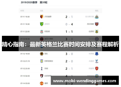 精心指南:最新英格兰比赛时间安排及赛程解析 精心指南:最新英格兰比赛时间安排及赛程解析