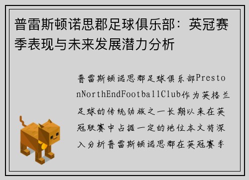 普雷斯顿诺思郡足球俱乐部：英冠赛季表现与未来发展潜力分析